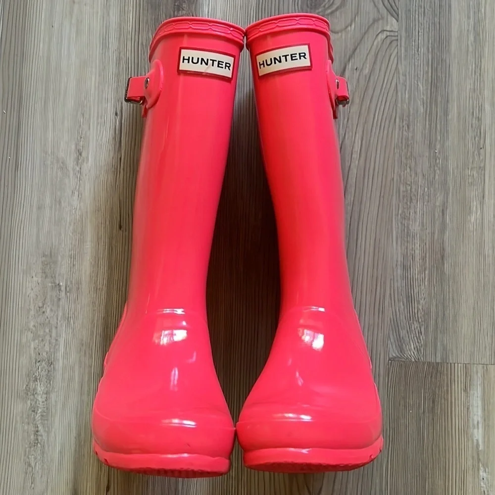 Hunter The Original Kids Gloss Wellington Rain Boot Pink Youth Kids